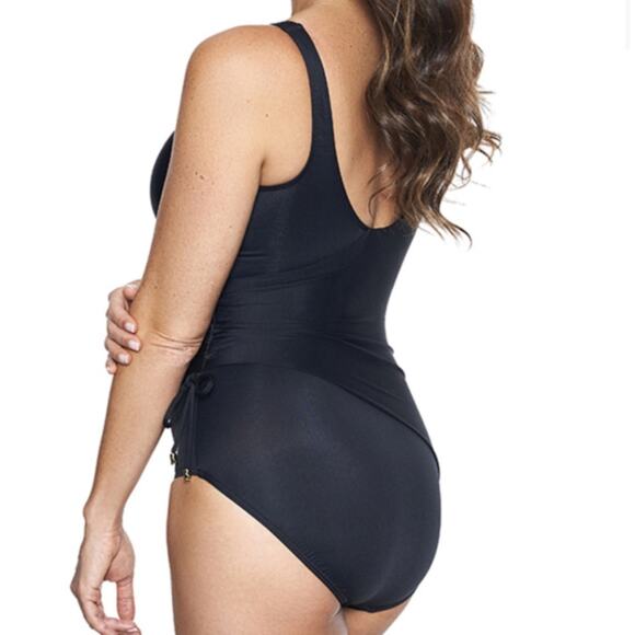 NWT Miraclesuit Razzle Dazzle Eclat Black One Piece Size 12 - Picture 3 of 9